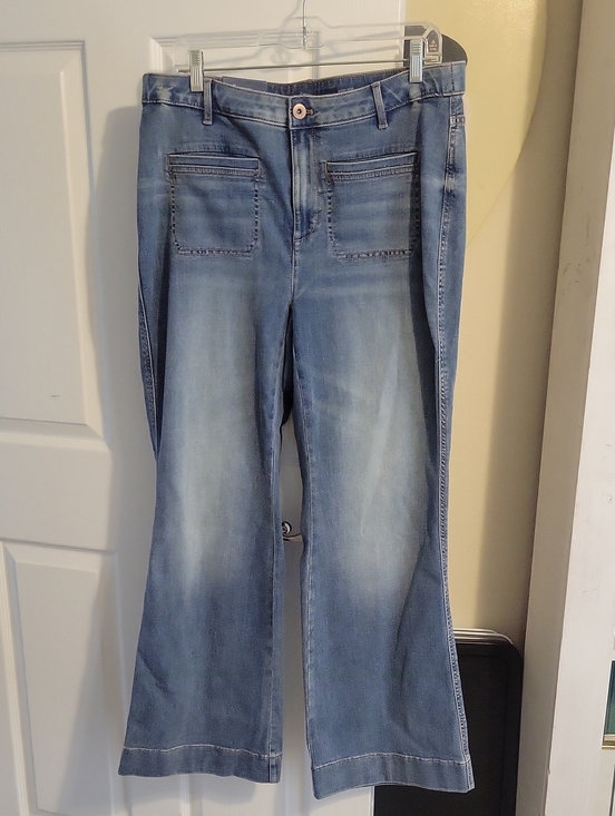 J. Jill Denim - J.Jill Sz16 Light Blue Hi-Rise Flare-Leg Women's Jeans with Front Patch Pockets
